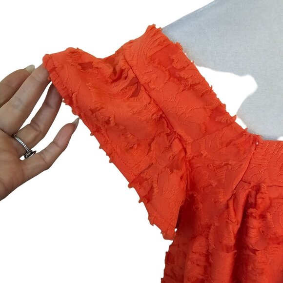 NWT Lauren Conrad Orange Boho Ruffle T Back Tank Top sz OX - Picture 3 of 9